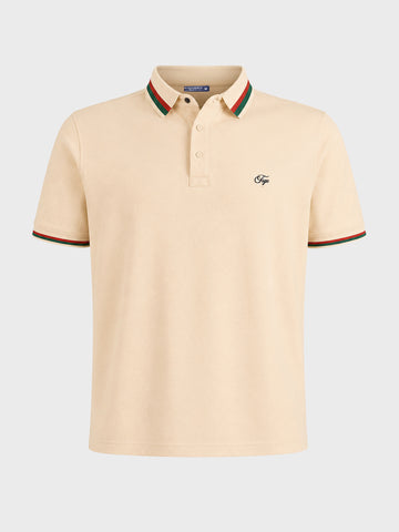 Men's Beige Regular Fit Solid Casual Polo T-Shirts