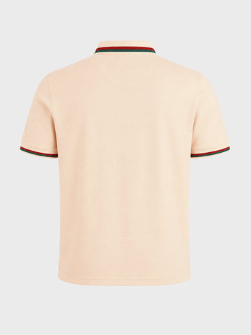Men's Beige Regular Fit Solid Casual Polo T-Shirts