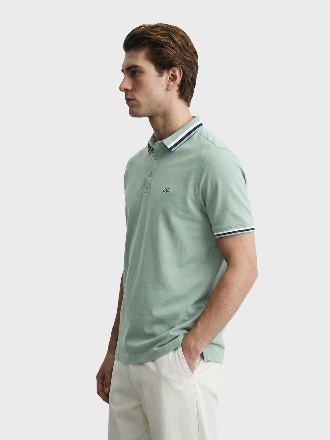 Men's Green Regular Fit Solid Casual Polo T-Shirts