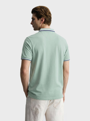 Men's Green Regular Fit Solid Casual Polo T-Shirts