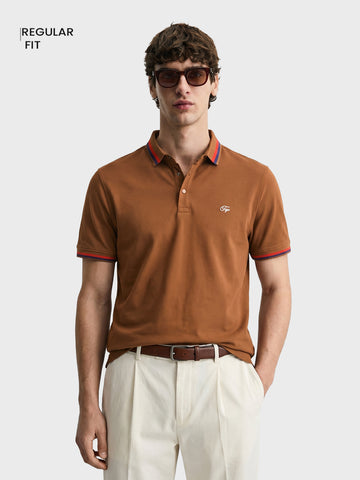 Men's Brown Regular Fit Solid Casual Polo T-Shirts