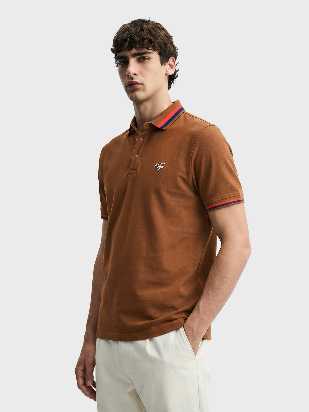 Men's Brown Regular Fit Solid Casual Polo T-Shirts