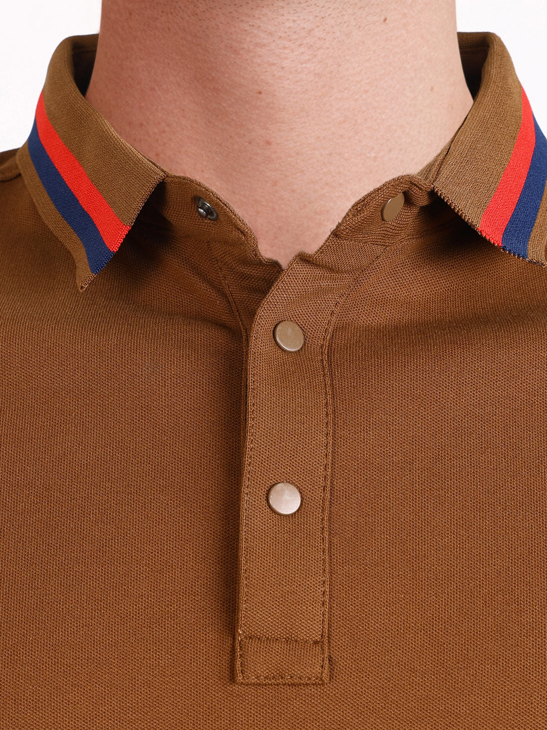 Men's Brown Regular Fit Solid Casual Polo T-Shirts