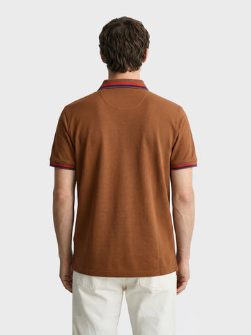 Men's Brown Regular Fit Solid Casual Polo T-Shirts