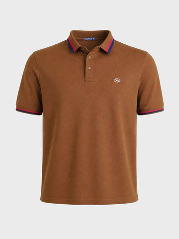 Men's Brown Regular Fit Solid Casual Polo T-Shirts
