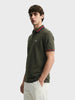 Men's Olive Regular Fit Solid Casual Polo T-Shirts