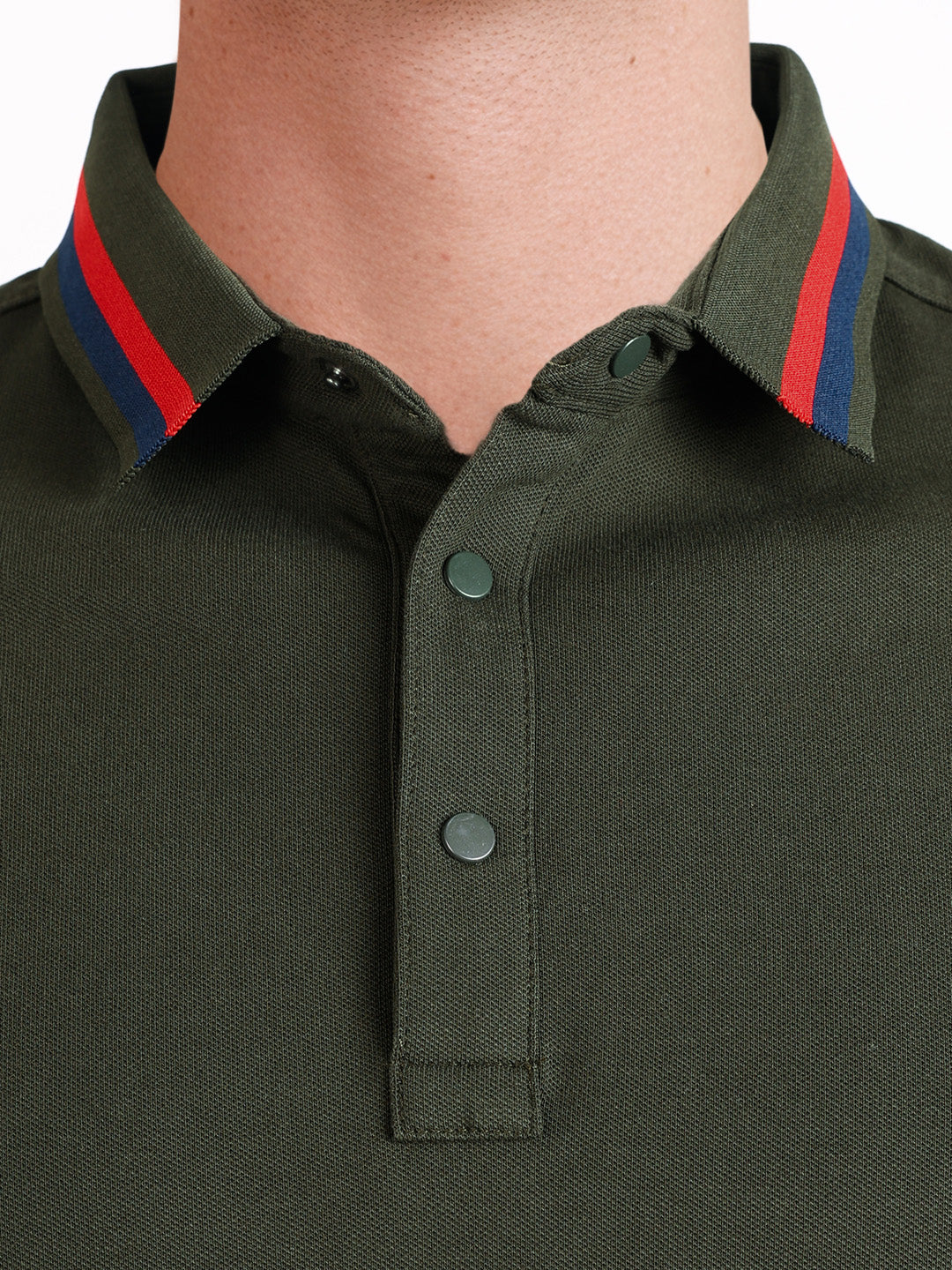 Men's Olive Regular Fit Solid Casual Polo T-Shirts