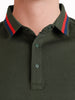 Men's Olive Regular Fit Solid Casual Polo T-Shirts