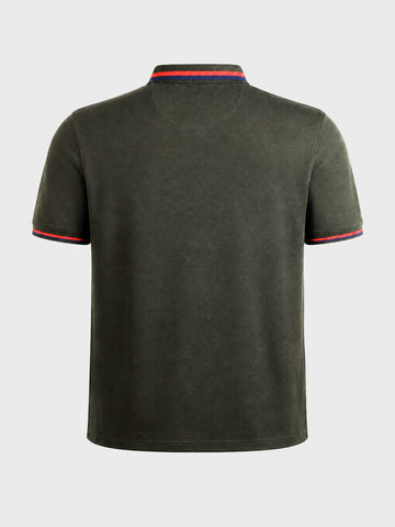 Men's Olive Regular Fit Solid Casual Polo T-Shirts