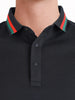 Men's Black Regular Fit Solid Casual Polo T-Shirts