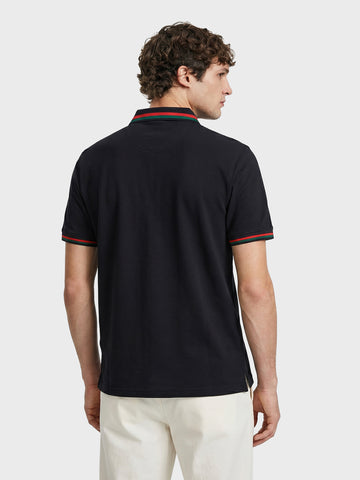 Men's Black Regular Fit Solid Casual Polo T-Shirts