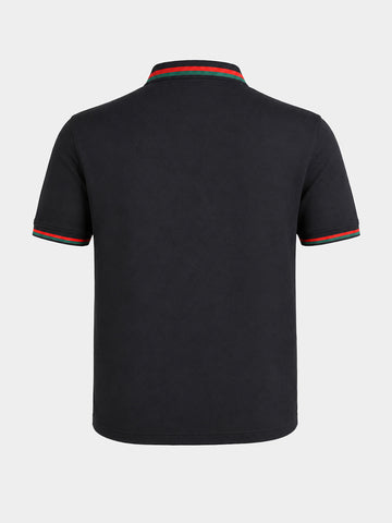 Men's Black Regular Fit Solid Casual Polo T-Shirts