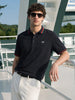 Men's Black Regular Fit Solid Casual Polo T-Shirts
