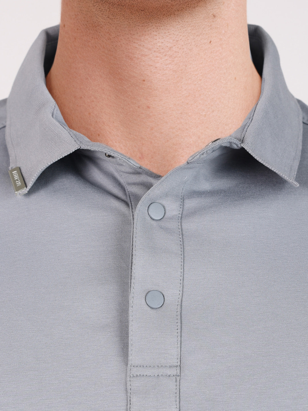 Men's Grey Regular Fit Solid Casual Polo T-Shirts