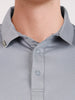 Men's Grey Regular Fit Solid Casual Polo T-Shirts