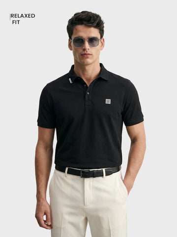 Men's Black Regular Fit Solid Casual Polo T-Shirts