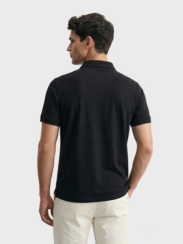 Men's Black Regular Fit Solid Casual Polo T-Shirts