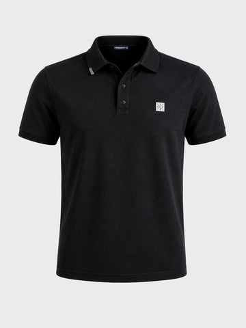 Men's Black Regular Fit Solid Casual Polo T-Shirts