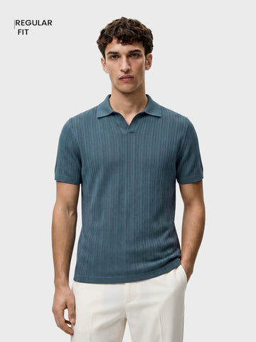 Men's Blue Regular Fit Solid Casual Polo T-Shirts