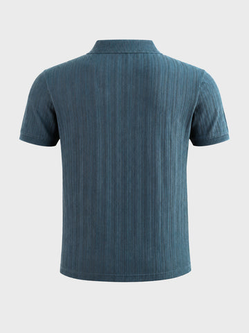 Men's Blue Regular Fit Solid Casual Polo T-Shirts