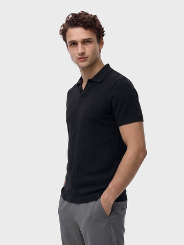 Men's Black Regular Fit Solid Casual Polo T-Shirts