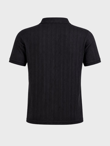 Men's Black Regular Fit Solid Casual Polo T-Shirts