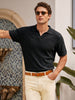 Men's Black Regular Fit Solid Casual Polo T-Shirts