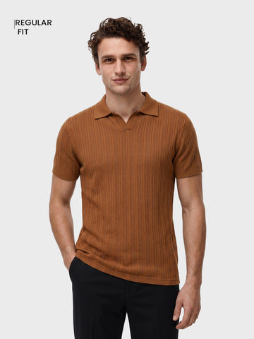 Men's Brown Regular Fit Solid Casual Polo T-Shirts