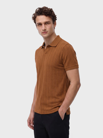 Men's Brown Regular Fit Solid Casual Polo T-Shirts