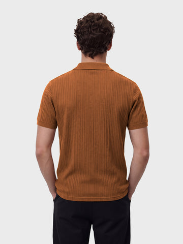 Men's Brown Regular Fit Solid Casual Polo T-Shirts