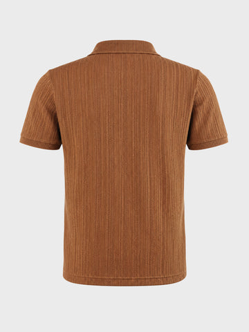 Men's Brown Regular Fit Solid Casual Polo T-Shirts