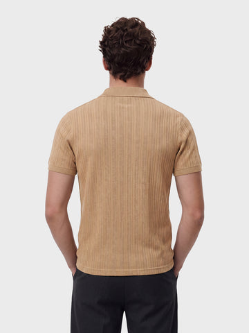 Men's Beige Regular Fit Solid Casual Polo T-Shirts