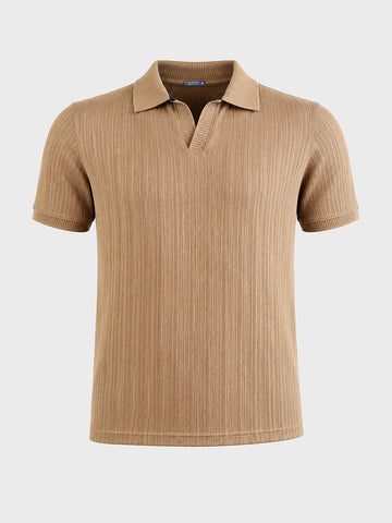 Men's Beige Regular Fit Solid Casual Polo T-Shirts