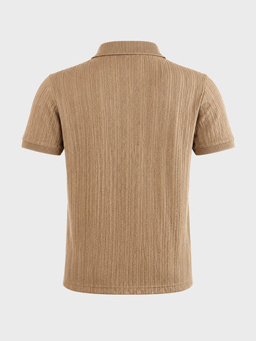 Men's Beige Regular Fit Solid Casual Polo T-Shirts