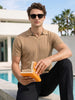 Men's Beige Regular Fit Solid Casual Polo T-Shirts