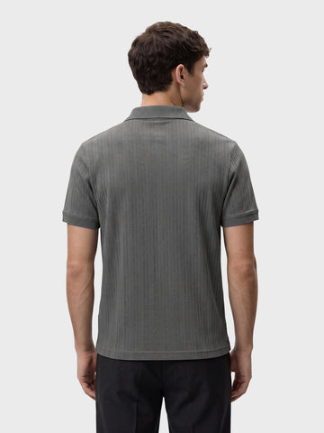 Men's Grey Regular Fit Solid Casual Polo T-Shirts