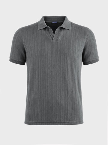 Men's Grey Regular Fit Solid Casual Polo T-Shirts