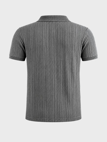Men's Grey Regular Fit Solid Casual Polo T-Shirts