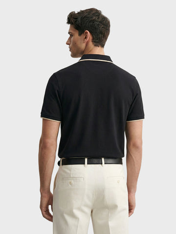 Men's Black Regular Fit Embroidered Casual T-Shirts