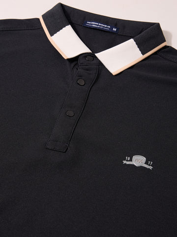 Men's Black Regular Fit Embroidered Casual T-Shirts