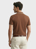 Men's Brown Regular Fit Embroidered Casual T-Shirts