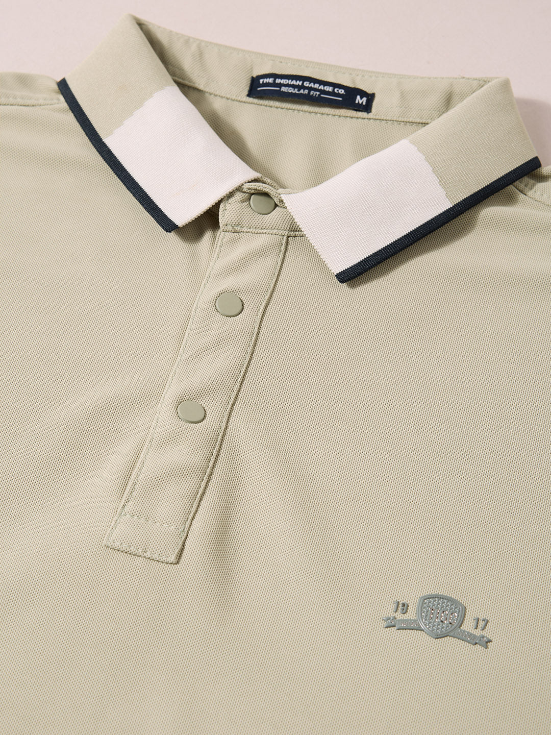 Men's Green Regular Fit Embroidered Casual T-Shirts