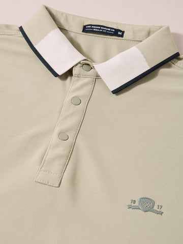 Men's Green Regular Fit Embroidered Casual T-Shirts