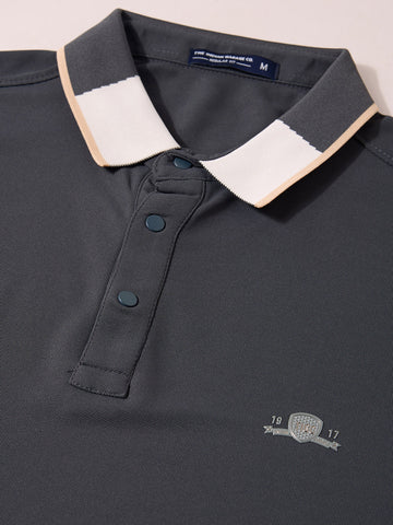 Men's Grey Regular Fit Embroidered Casual T-Shirts