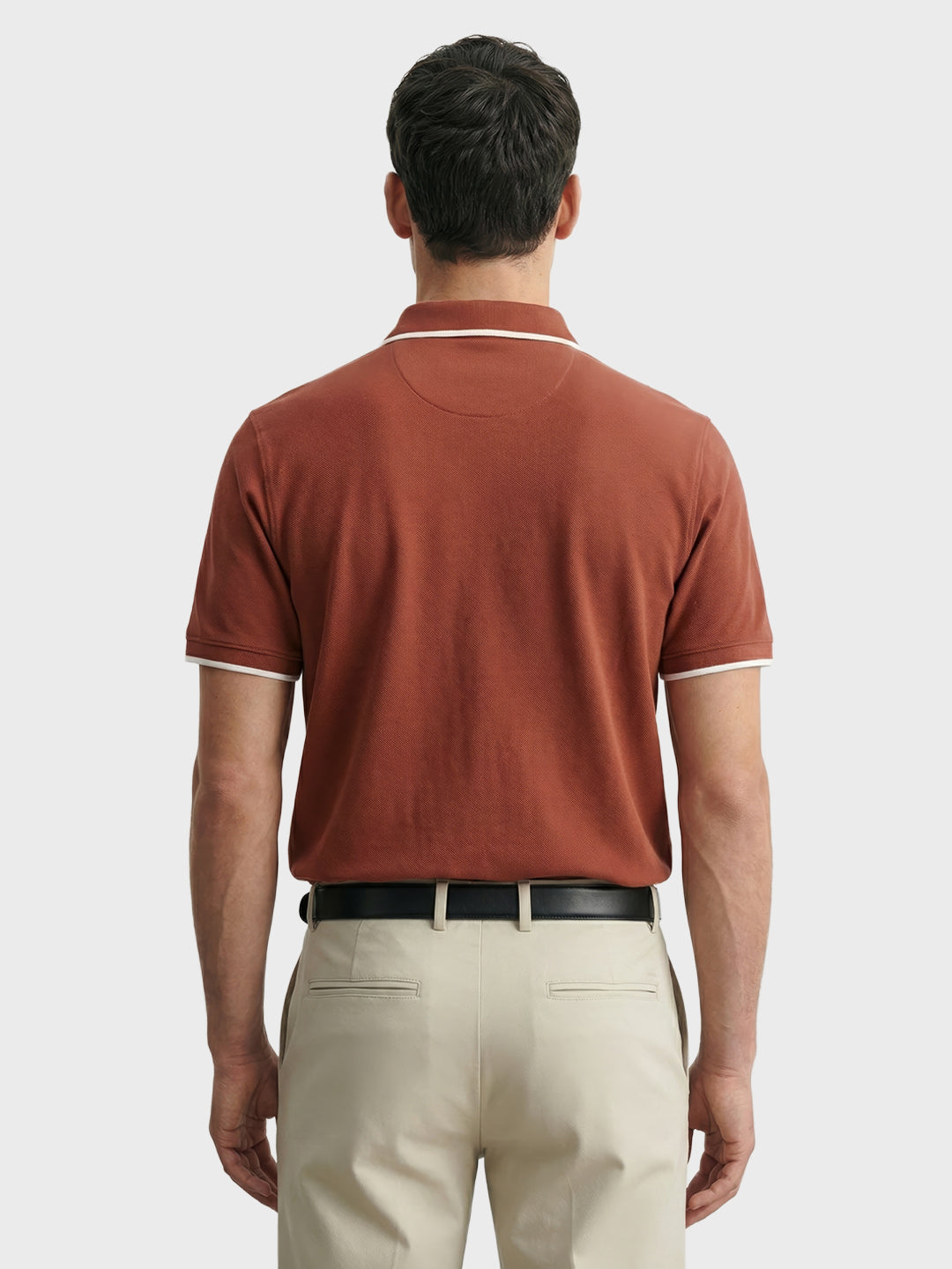 Men's Rust Regular Fit Embroidered Casual T-Shirts