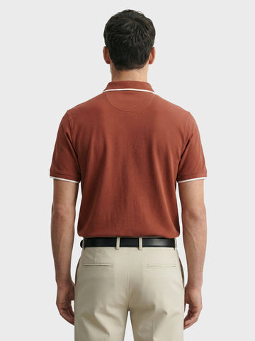 Men's Rust Regular Fit Embroidered Casual T-Shirts