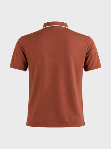 Men's Rust Regular Fit Embroidered Casual T-Shirts