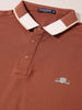 Men's Rust Regular Fit Embroidered Casual T-Shirts