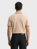 Men's Beige Regular Fit Embroidered Casual T-Shirts