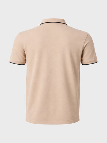 Men's Beige Regular Fit Embroidered Casual T-Shirts